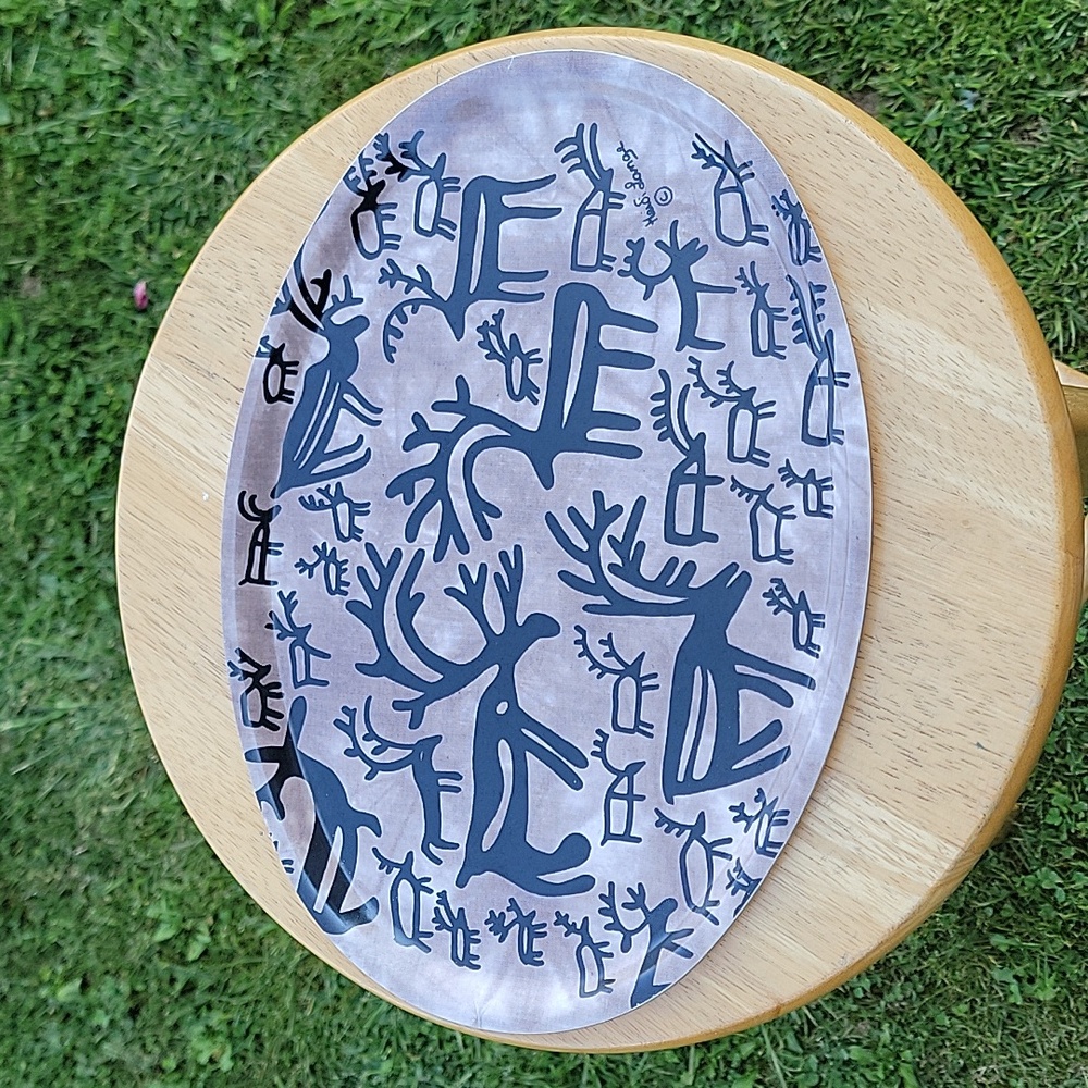 Heidi Lange Reindeer Print Oval Tray